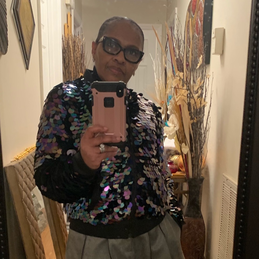 Mermaid Sequin Bomber Jacket NWT